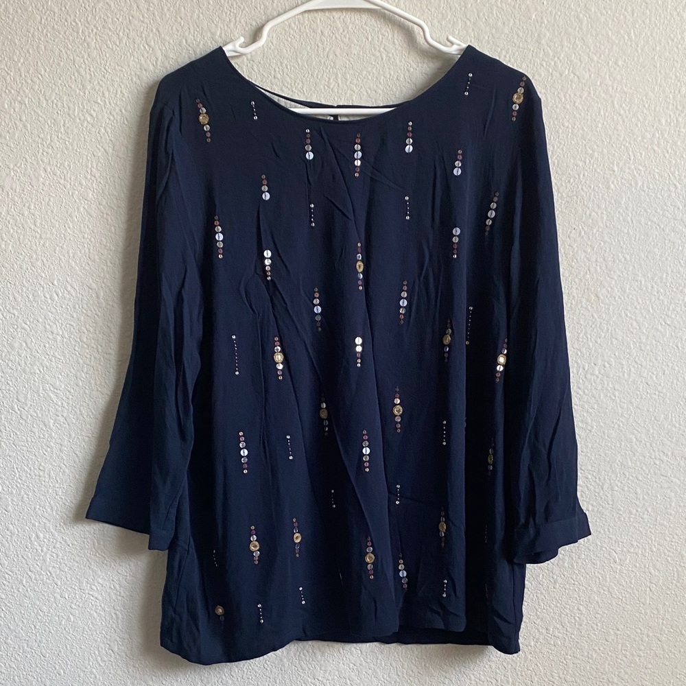 Women’s Chic Navy Embellished Blouse